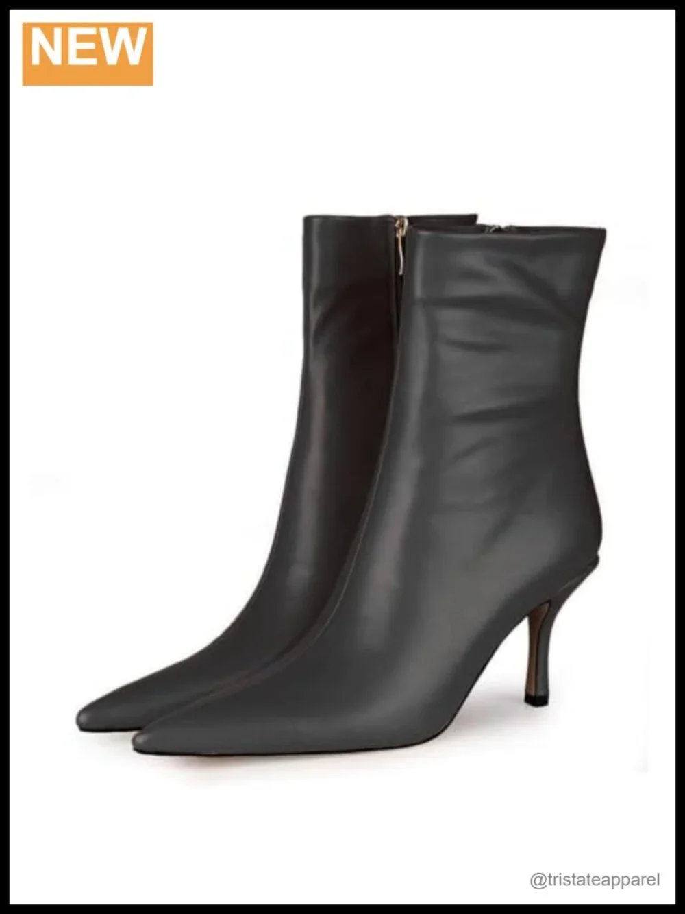 Womens Pointed Toe Stiletto Ankle Boots Zip Up Mid Calf Booties
